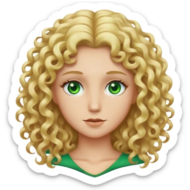 Blonde curly long hair, fair skin, green eyes and slim  sticker