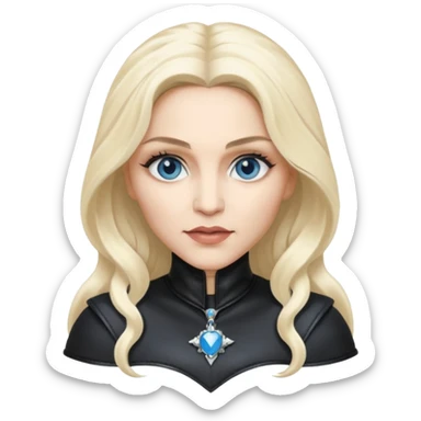 Madonna with blue eyes, long platinum blonde hair, black outfit sticker