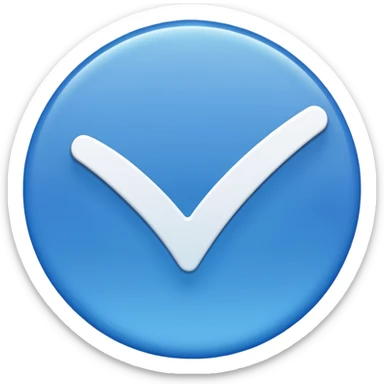 Blue circle with irregularities on it on it is boundaries and it should have a white tick no face sticker