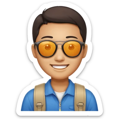 Photorealistic Chinese tourist wearing sunglasses sticker