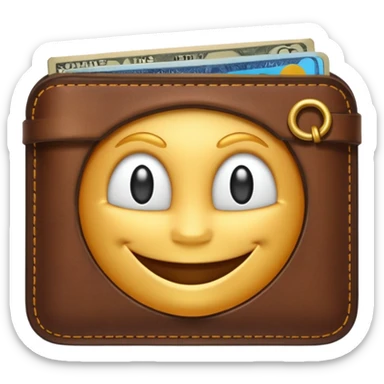 friendly wallet emoji with glowing link icon indicating wallet connection sticker