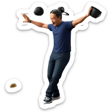 balancing act indoors with bucket sticker