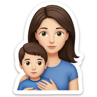 Brunette hair mum holding brunette hair son sticker