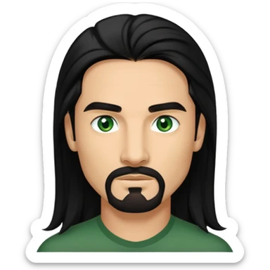 Kevin Richardson with black long hair, green eyes sticker