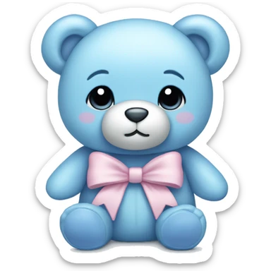 pastel blue teddy bear with bow sticker