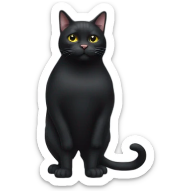 fat black cat whole body sticker