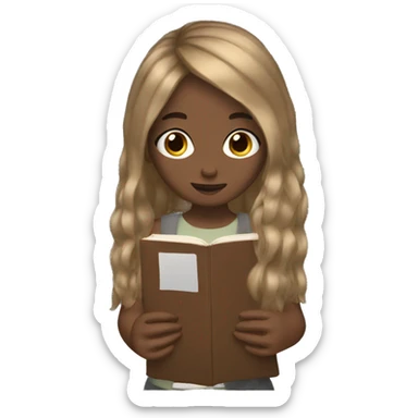 Girl hair brown reading sticker