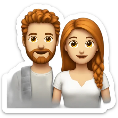 readhead girl and man with beard sticker