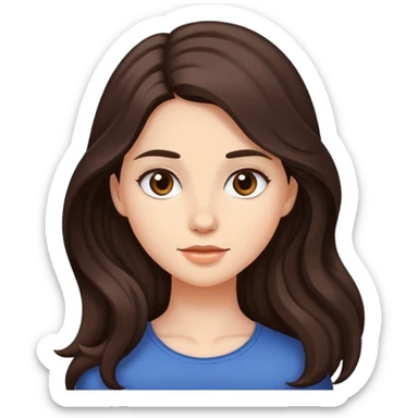 chica con pelo largo medio ondulado y el cabello castaño oscuro sticker