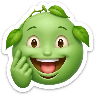 emoji of a soybean character laughing with hand over mouth sticker