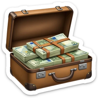 Suitcase with euro bills  sticker