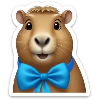 capybara wearing blue bow sticker