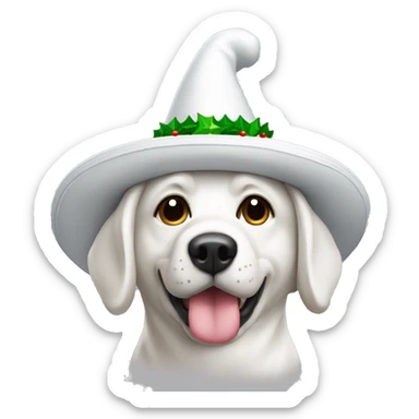 Perro blanco gordo con sombrero de navidad sticker