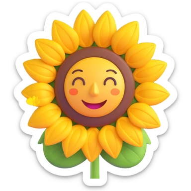 sunflower with bold petals, vibrant and textured, 3D emoji style sticker