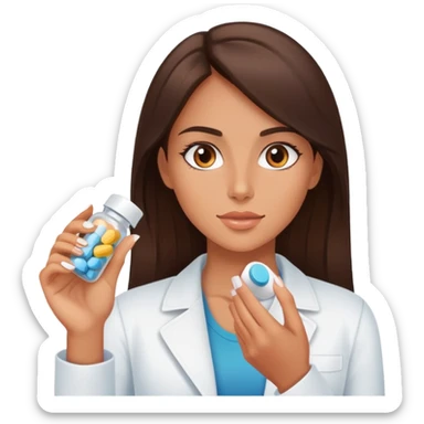 Beautiful fit brunette girl taking pills  sticker