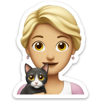 lady with cat sticker