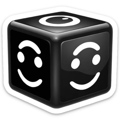 black cube in glass style sticker