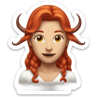 woman with red hair and demon horns sticker