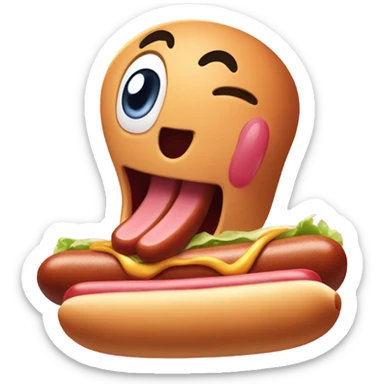 Kirby inhaling a hot dog sticker