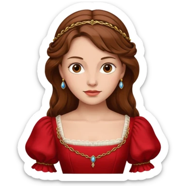 Renaissance lady – brown hair, red dress  sticker