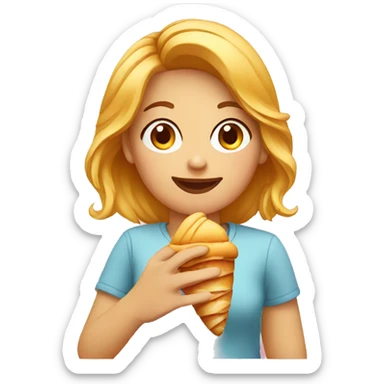 Girl eating croissant sticker