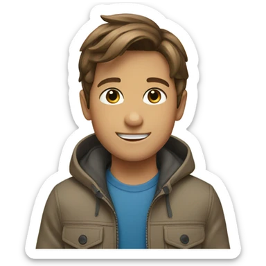 smiling boy outdoors in jacket brown hair sticker