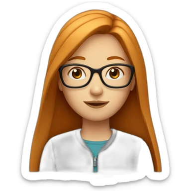 girl with long straight ginger hair and glasses sticker
