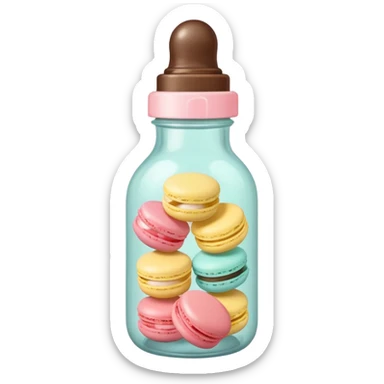 A cute baby bottle with a light yellow nipple and cute stickers on the bottle body. Macaron color palette sticker