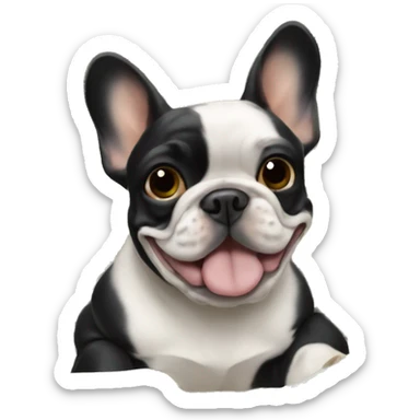 Black-and-tan French bulldog on pile of money  sticker