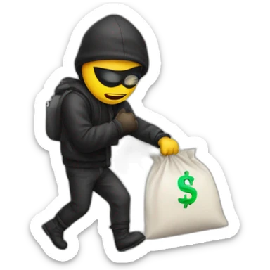 Thief Emoji Carrying bag dollars sticker