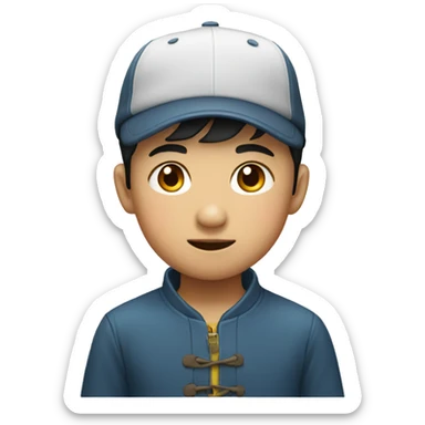 chinese little boy wearing cap sticker