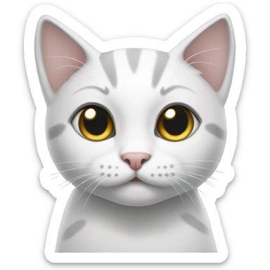 White and grey kitty  sticker