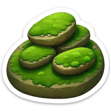 A patch of bright moss covering smooth forest stones. sticker