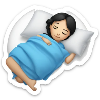 Sleeping girl with black hair and blue eyes  sticker