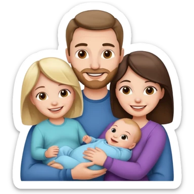 Mom and dad and baby girl young couple sticker