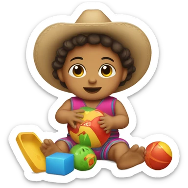 mexican baby playing with toys sticker
