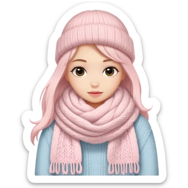 Light pink winter cozy, pretty aesthetic sticker