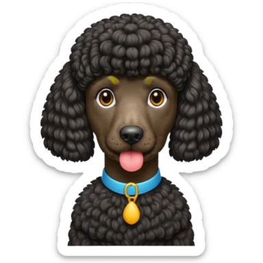 Black standard poodle with mullet emoji  sticker