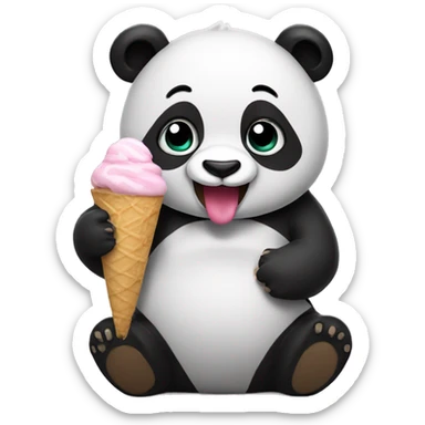Panda eating ice cream sticker