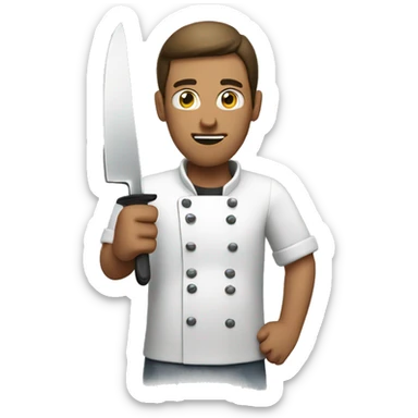 Guy with knife cooking sticker