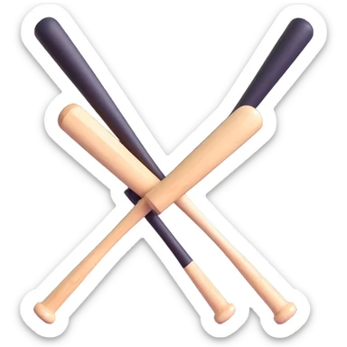 3D emoji style crossed baseball bats sticker