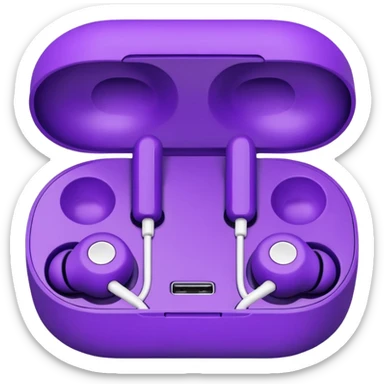 purple wired earbuds sticker