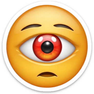 Red eye emoji after crying sticker