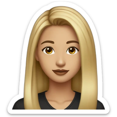 Brown eyes 20 year old less honey blonde highlights hair with black shirt and light skin to olive skin lo sticker