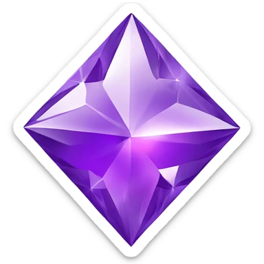 purple diamond star, silver margins, shiny four point star sticker