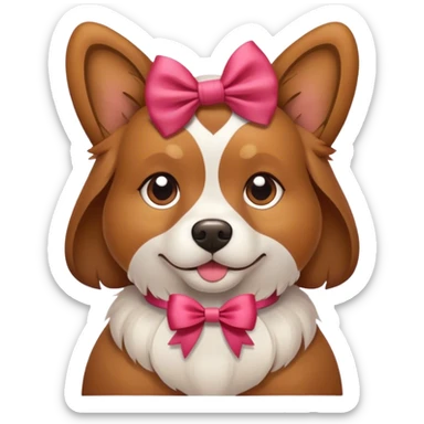 a dog with a bow sticker