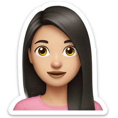 Brunette girl, Black long hair, pink shirt, fair complexion  sticker