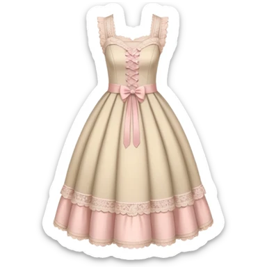 Rococo beige dress with pale pink and lace sticker