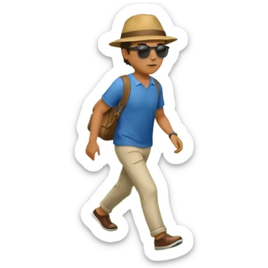 Man in simple clothes walking up a hill sticker