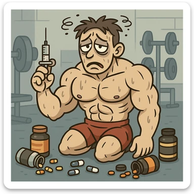  bodybuilder che fa dosaggi a caso, e quindi sta male sticker